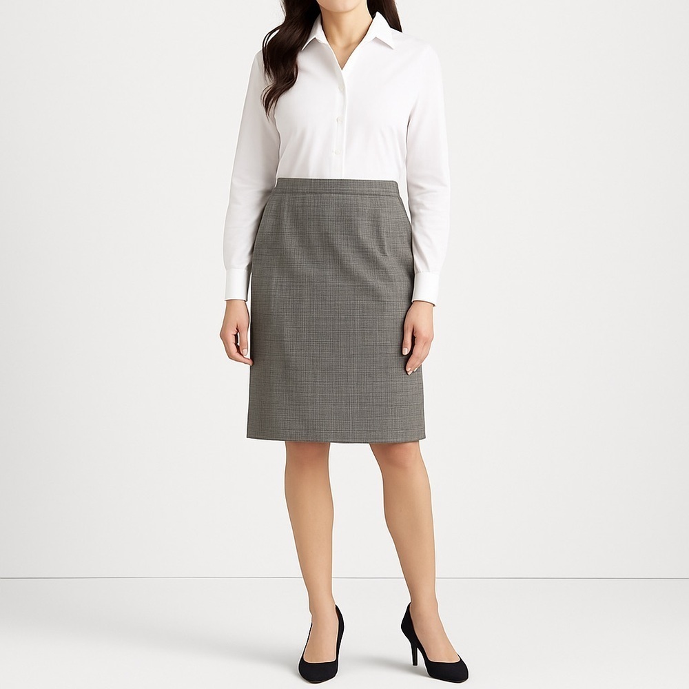 Pendleton Wool Pencil Skirt Gray Glen Plaid Petite 6 Work Office